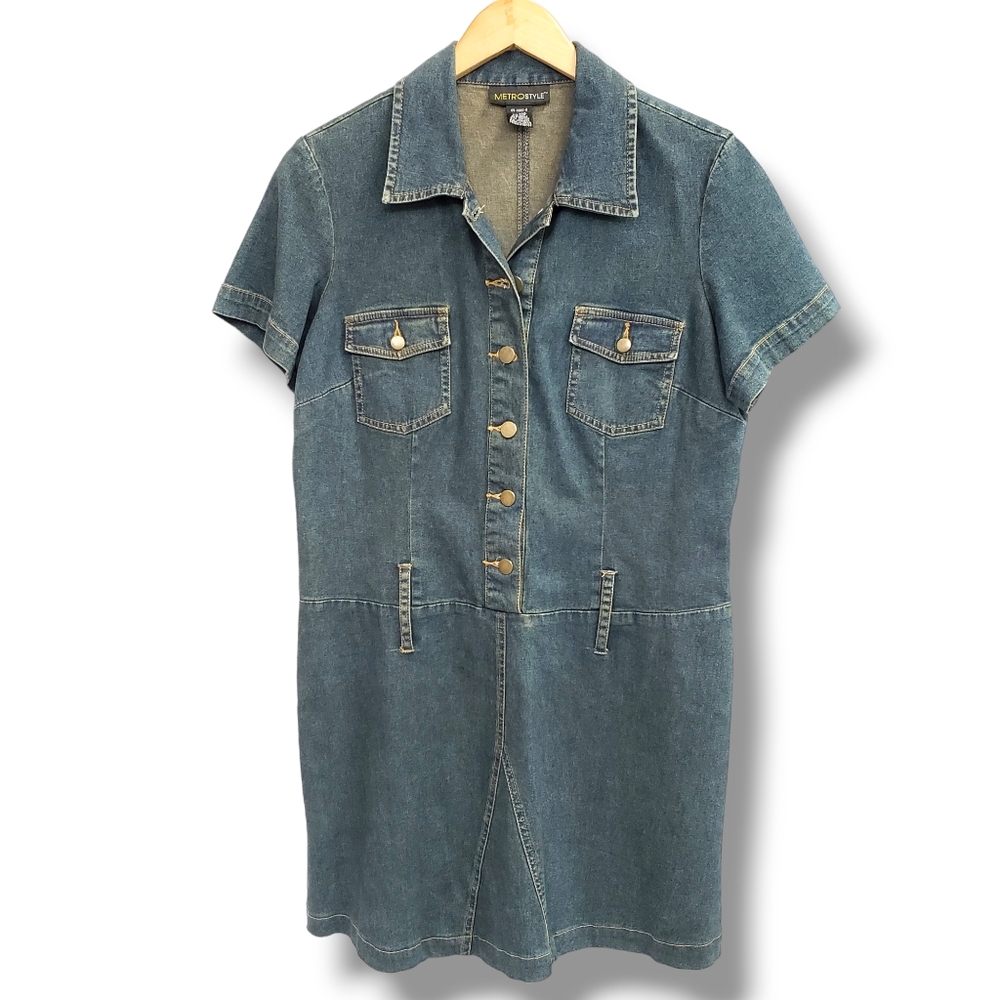 Y2K Metrostyle Denim Button-up Mini-Dress Size 12P